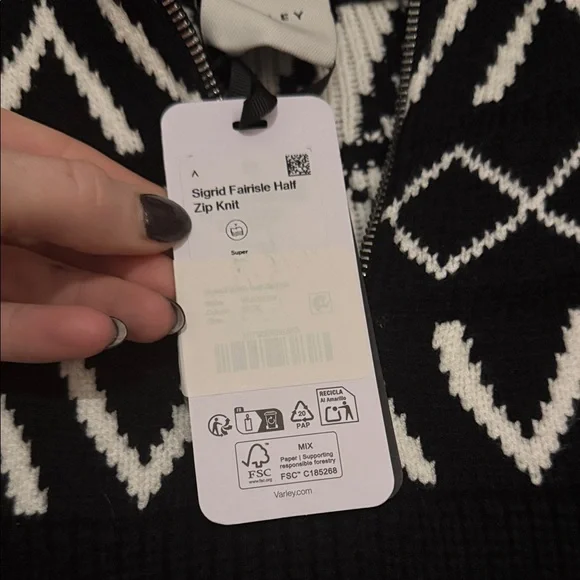 NWT VARLEY SIGRID FAIRISLE HALF-ZIP SWEATER